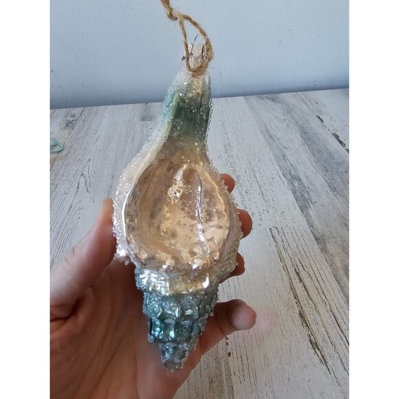 Beaded glass shell beach ornament‎ glitter nautical Xmas tree life size sparkle - Picture 2 of 8